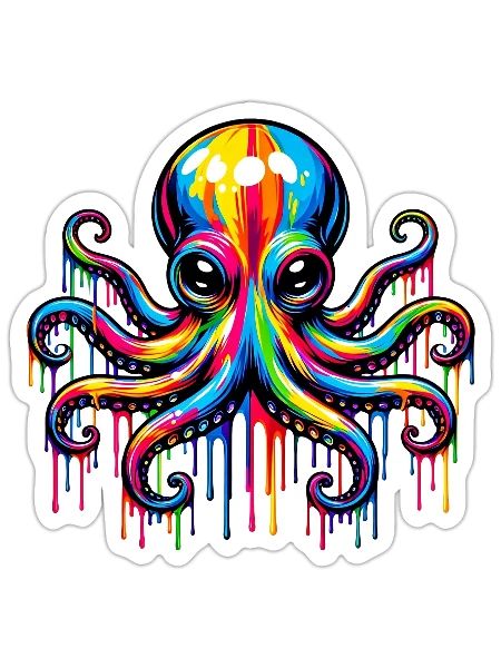 Krake - Sticker Größe S (10 x 10 cm) - Mattweiß - Vorne