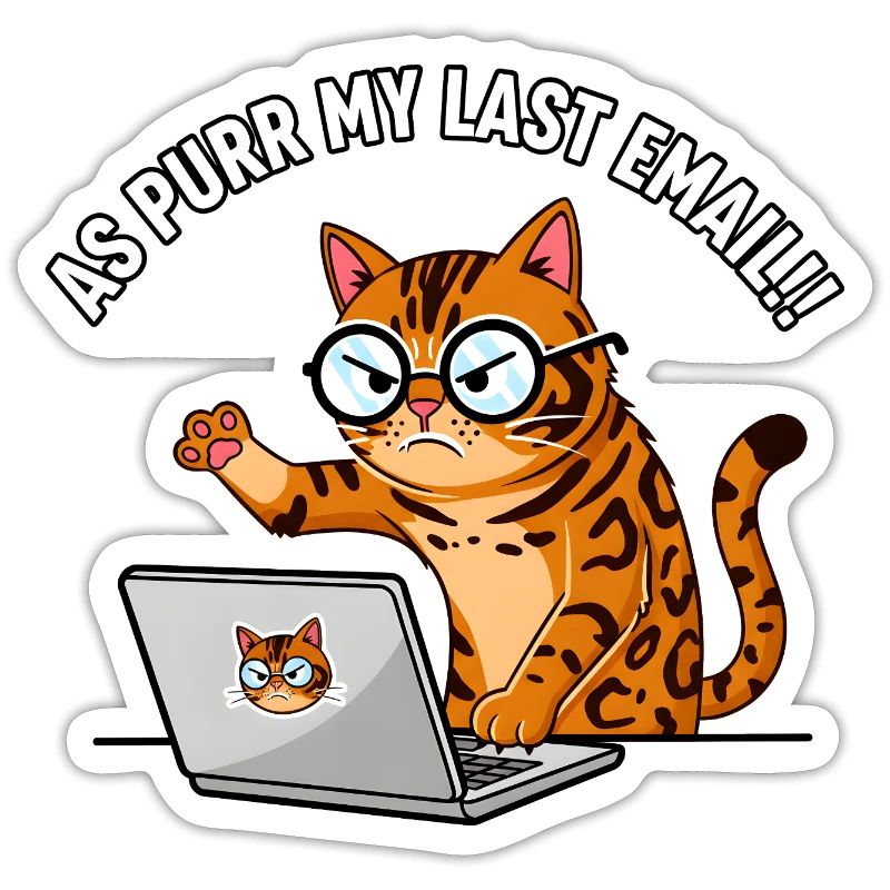 Chat de bureau en colère ronronne Mon dernier e-mail
