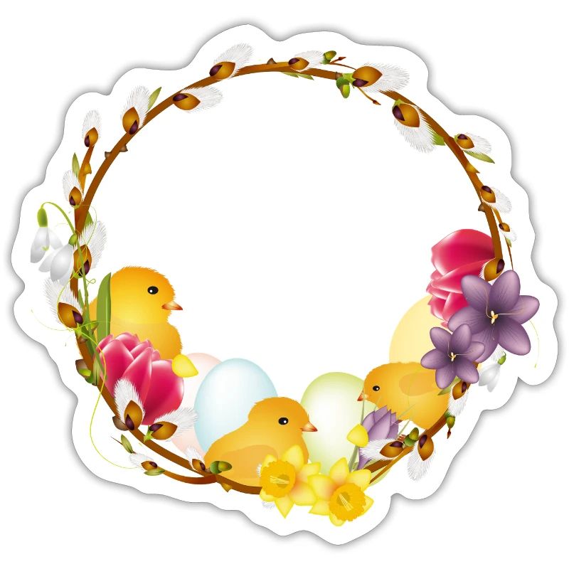 Spring wreath with chick Easter and spring motif