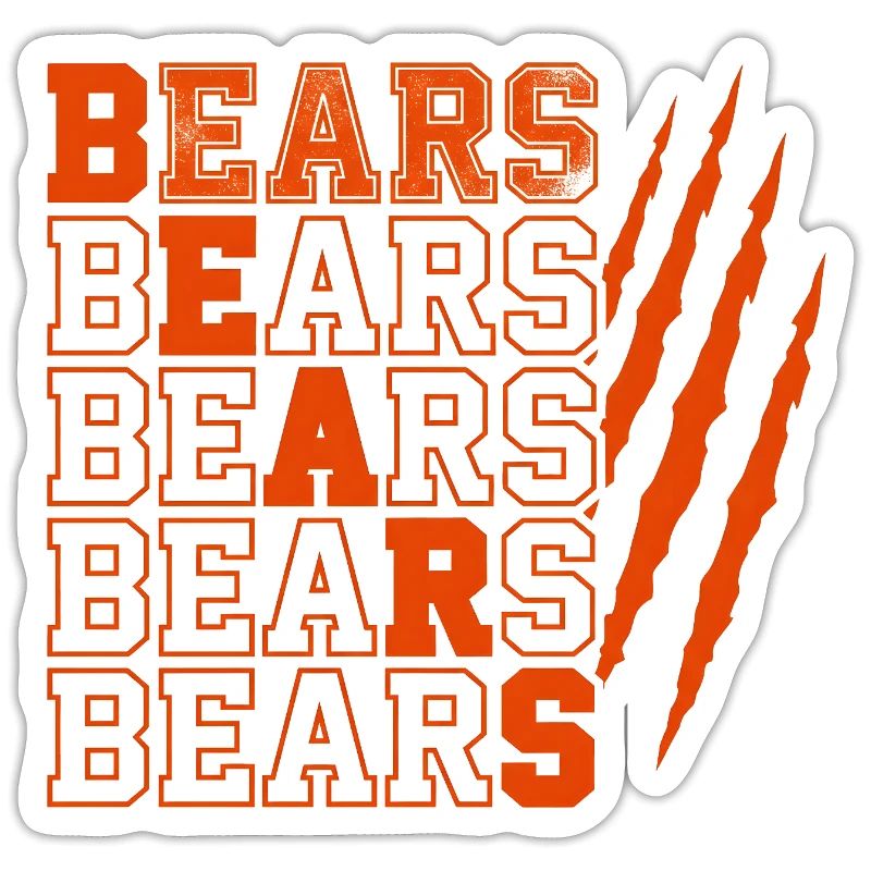 Bears Text with Distressed Claw Marks