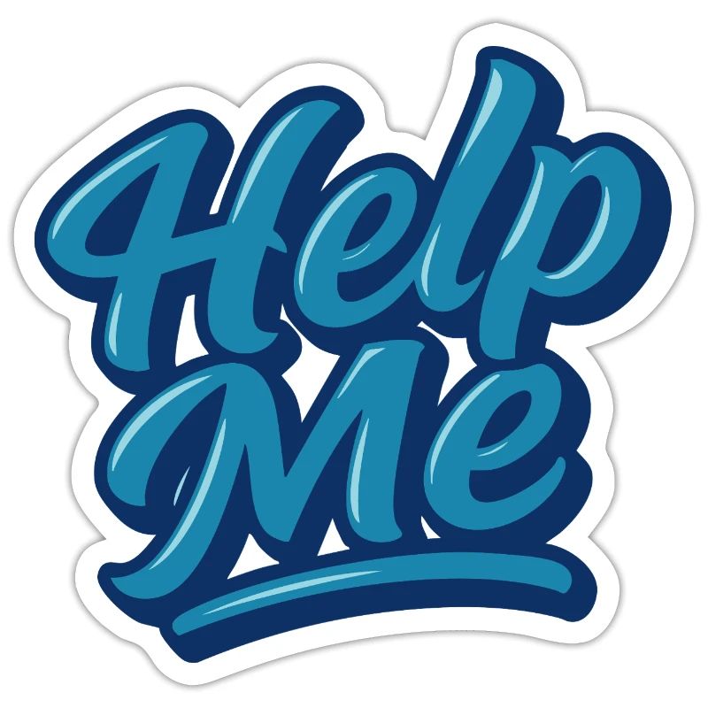 Hilfe Me Blau Script Logo
