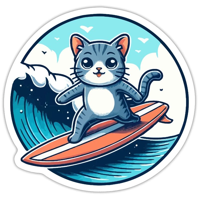Cat surfers on the wave