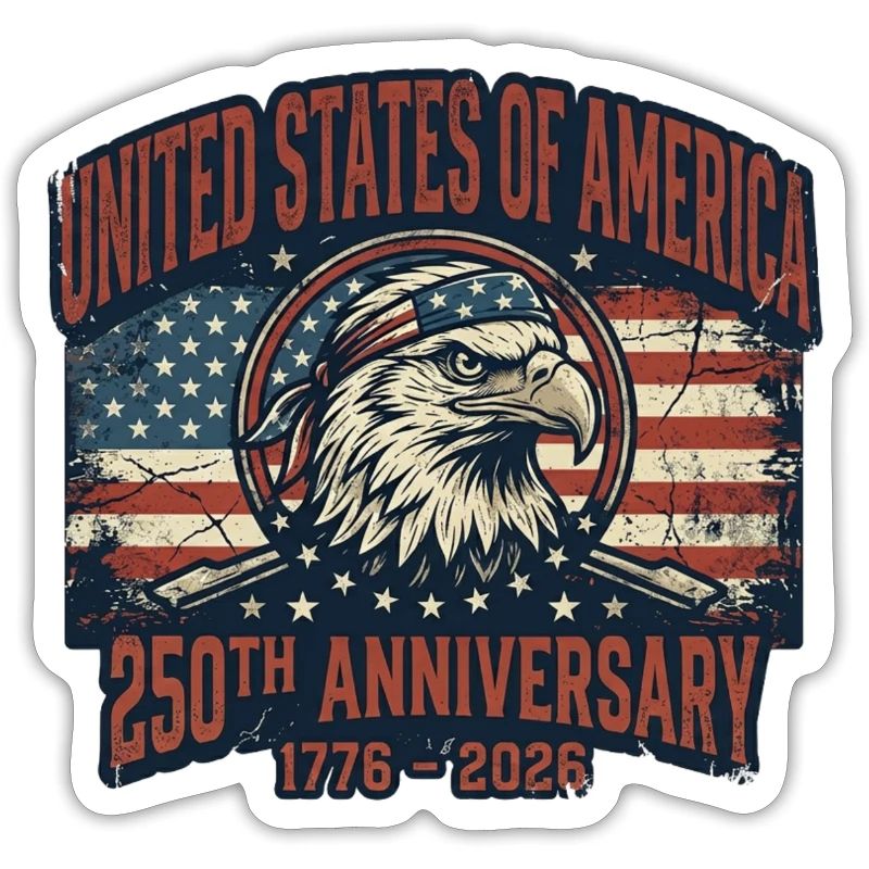 Aigle devant le drapeau américain – États-Unis 250 ans