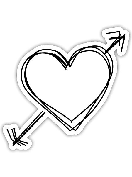Amorpfeil handgezeichnet - Sticker Größe S (10 x 10 cm) - Mattweiß - Vorne