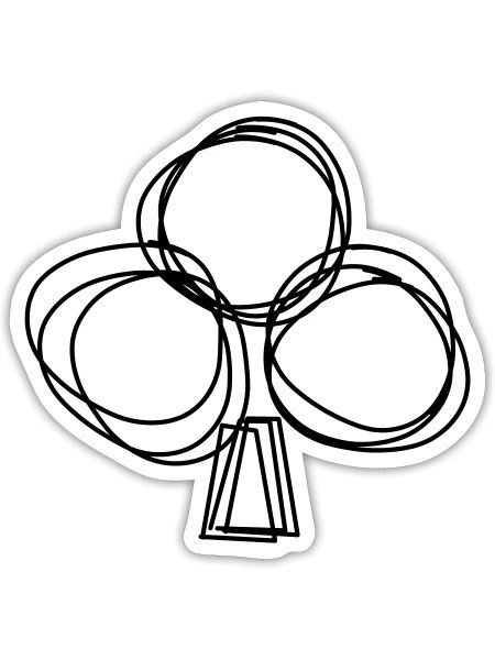 Kreuz Spielkarte handgezeichnet - Sticker Größe S (10 x 10 cm) - Mattweiß - Vorne