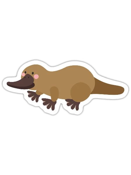Schnabeltier - Sticker Größe S (10 x 10 cm) - Mattweiß - Vorne