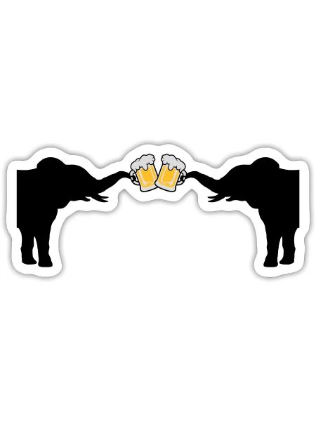 2 Elephant Beer Toast - Sticker size S (10 x 10 cm) - white matte - Front
