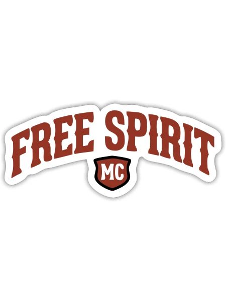 Lettrage Free Spirit MC - Sticker taille S (10 x 10 cm) - blanc mat - Devant