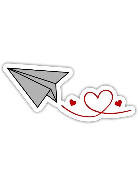 Herzflug Papierflieger - Sticker Größe S (10 x 10 cm) - Mattweiß - Vorne