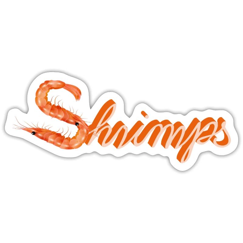 zwei Garnelen oder Shrimps als witzige Typografie