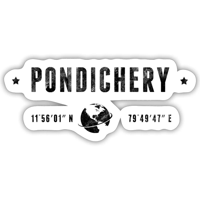 PONDICHERRY Stylized geographical coordinates