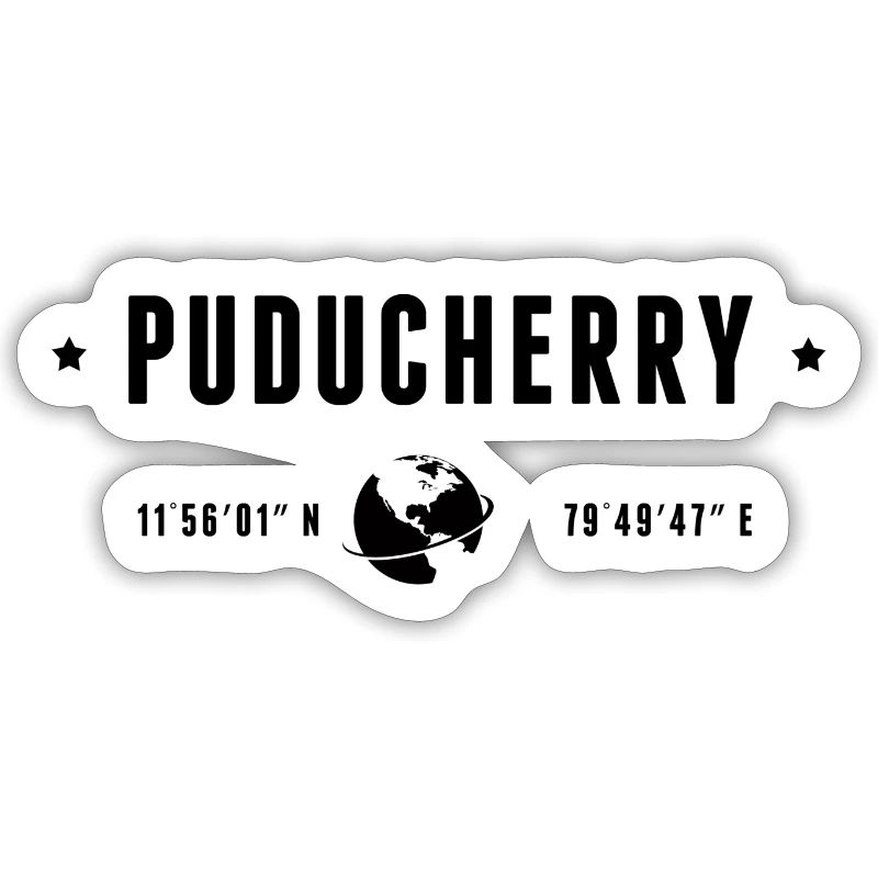PUDUCHERRY Stylized Geographical Coordinates