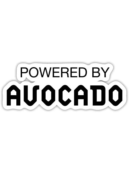 Powered By Avocado - Sticker taille S (10 x 10 cm) - blanc mat - Devant