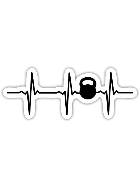 Heartbeat Kettlebell - Sticker size S (10 x 10 cm) - white matte - Front
