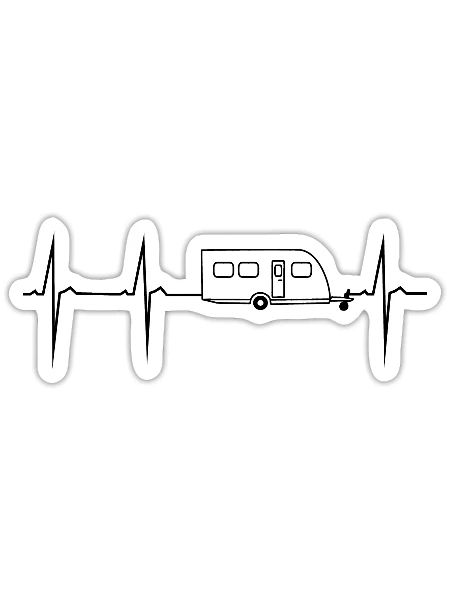 my heart beats for caravans - Sticker size S (10 x 10 cm) - white matte - Front