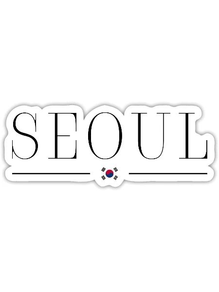 J’adore Séoul - Sticker taille S (10 x 10 cm) - blanc mat - Devant