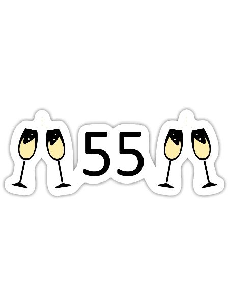 55.Geburtstag 55 Jahre Jubiläum 55 Zahl 55 schwarz - Sticker Größe S (10 x 10 cm) - Mattweiß - Vorne