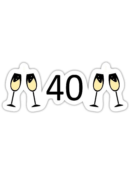 40e anniversaire 40e anniversaire 40 numéro 40 noir - Sticker taille S (10 x 10 cm) - blanc mat - Devant