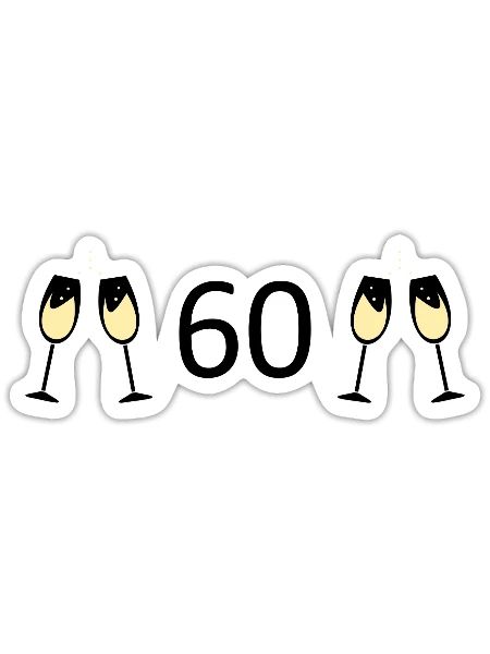 60.Geburtstag 60 Jahre Jubiläum 60 Zahl 60 schwarz - Sticker Größe S (10 x 10 cm) - Mattweiß - Vorne