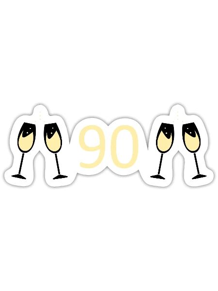 90th Birthday 90th Anniversary 90 Number 90 white - Sticker size S (10 x 10 cm) - white matte - Front