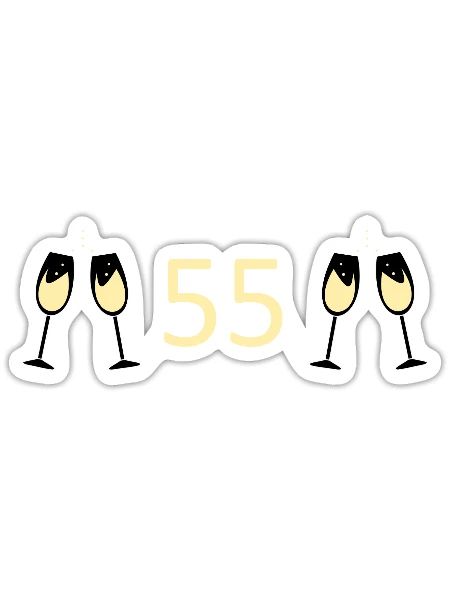55.Geburtstag 55 Jahre Jubiläum 55 Zahl 55 schwarz - Sticker Größe S (10 x 10 cm) - Mattweiß - Vorne