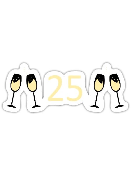 25.Geburtstag 25 Jahre Jubiläum 25 Jahre Zahl 25 - Sticker Größe S (10 x 10 cm) - Mattweiß - Vorne