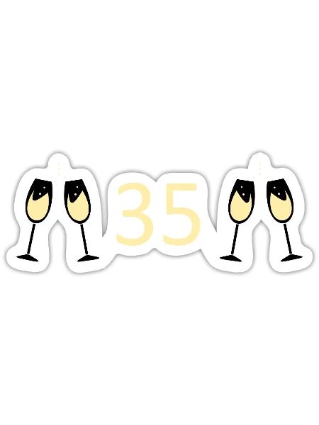35th Birthday 35th Anniversary Number 35 white - Sticker size S (10 x 10 cm) - white matte - Front