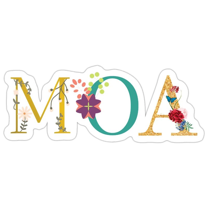 Nom du MOA décoré de fleurs