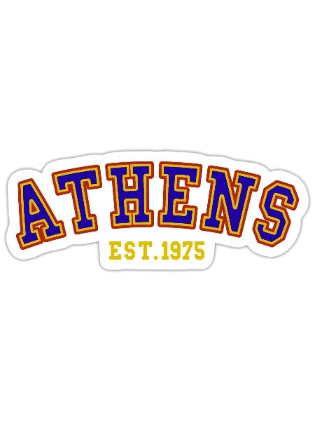 Athènes Est.1975 - Sticker taille S (10 x 10 cm) - blanc mat - Devant