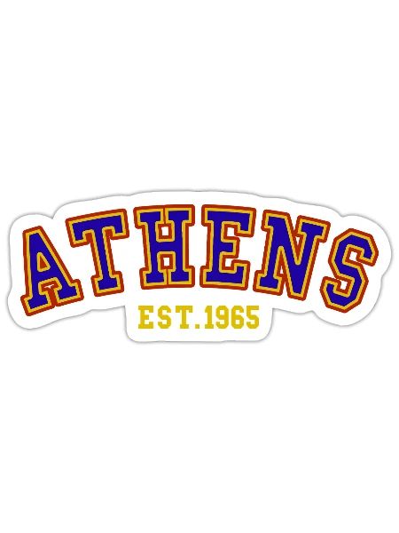 Athènes Est.1965 - Sticker taille S (10 x 10 cm) - blanc mat - Devant