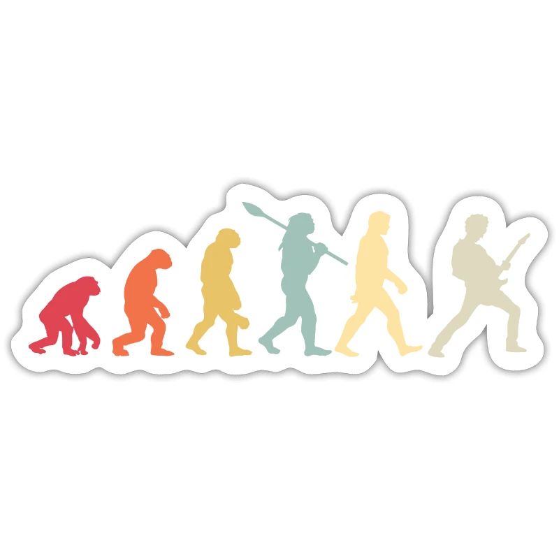 Human Evolution Guitar Band Retro Vintage