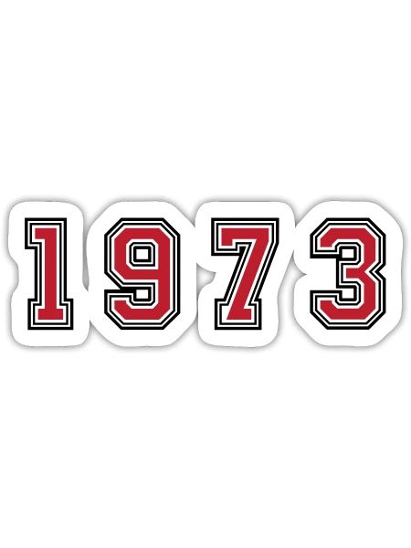Numéro de l’année 1973 - Sticker taille S (10 x 10 cm) - blanc mat - Devant
