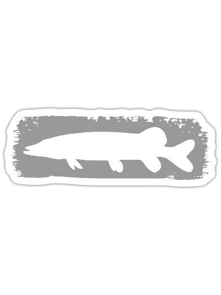 Hecht im Farbstrich - grau - Sticker Größe S (10 x 10 cm) - Mattweiß - Vorne