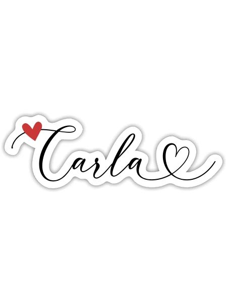 Carla Nom Prénom Calligraphie Coeur - Sticker taille S (10 x 10 cm) - blanc mat - Devant