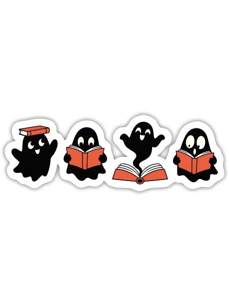 Unheimliche Buchclub-Geister lesen Bücher - Sticker Größe S (10 x 10 cm) - Mattweiß - Vorne