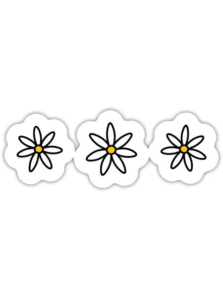 Trois marguerites - Sticker taille S (10 x 10 cm) - blanc mat - Devant