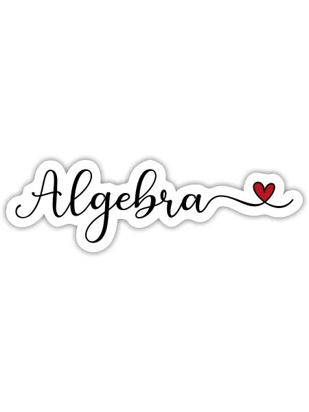 Algebra Schriftzug mit Herz - Sticker Größe S (10 x 10 cm) - Mattweiß - Vorne