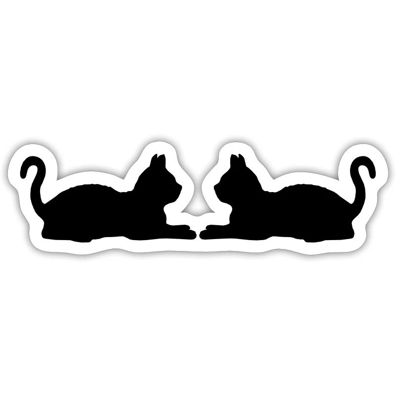 2 silhouette de chats couchés