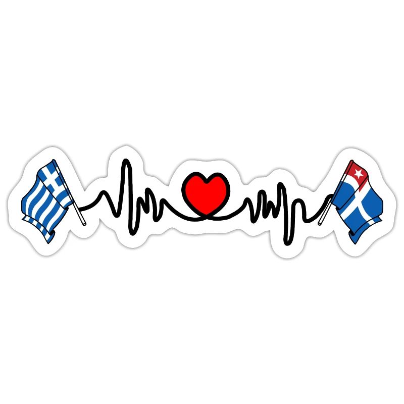 Cardio cardiaque avec drapeau de la Grèce et drapeau de la Crète