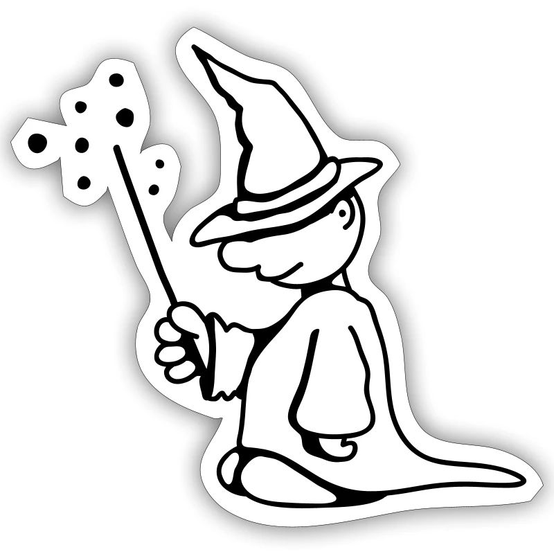 Little Wizard with Magic Hat and Magic wand