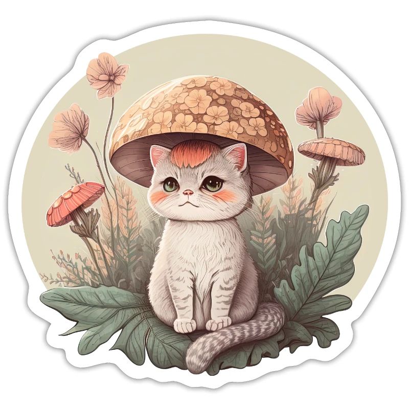 Esthétique Cat Toadstool Hat Mushroom Cottagecore