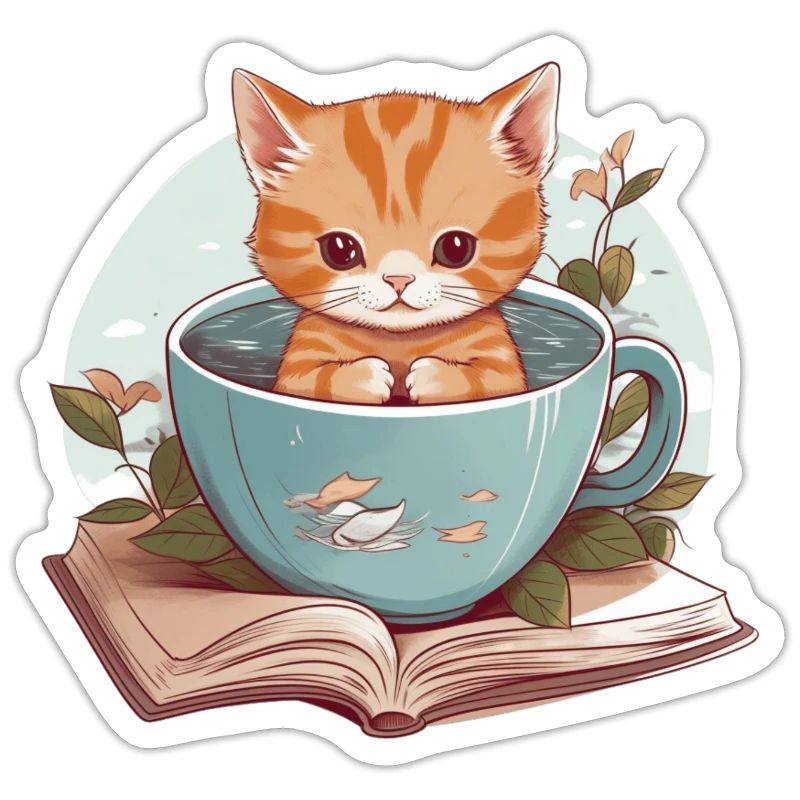 Chat mignon dans une tasse