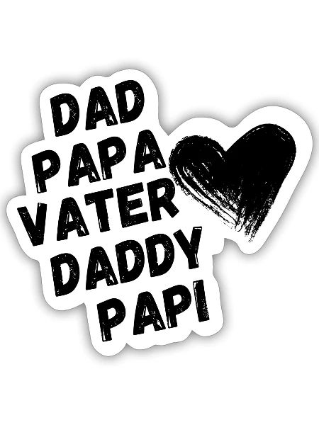 Papa, Papa, Père - Cadeau de fête des pères - Sticker taille S (10 x 10 cm) - blanc mat - Devant