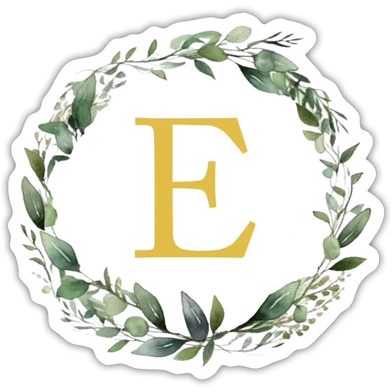 E Monogram, Eucalyptus Wreath