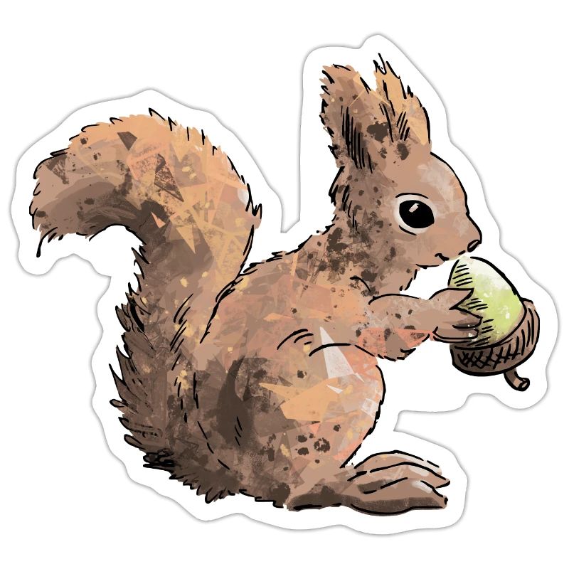 Buntes Eichhörnchen mit einer Nuss