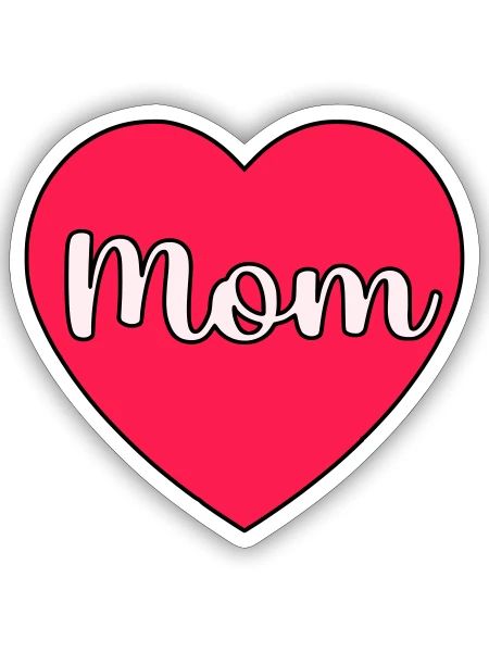Coeur de maman - Sticker taille S (10 x 10 cm) - blanc mat - Devant