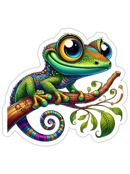 Gecko - Sticker Größe S (10 x 10 cm) - Mattweiß - Vorne