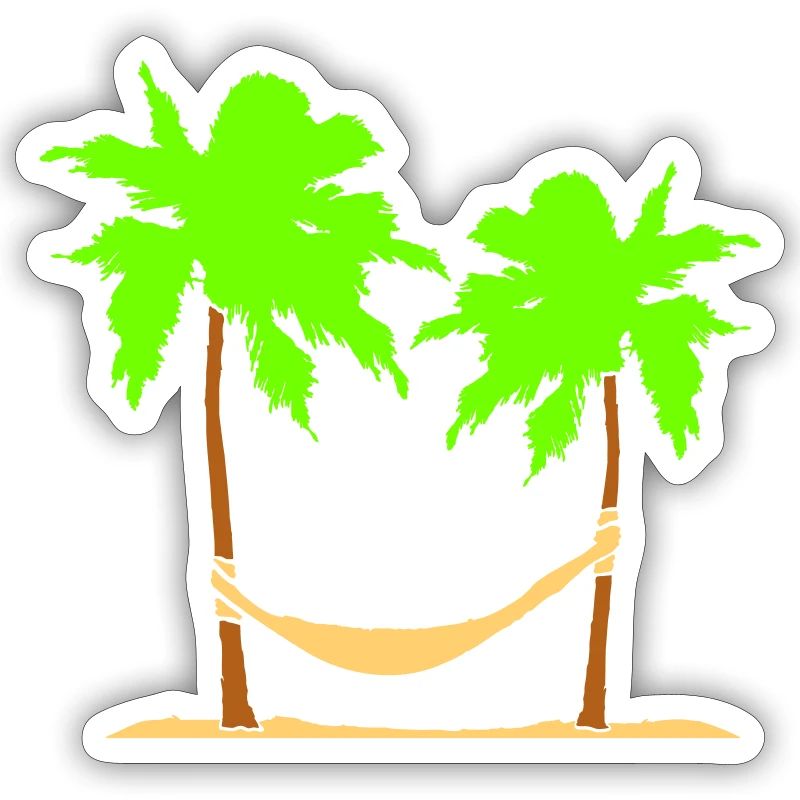 Hammock Under 2 Palm Trees Recreation Beach Sleeping