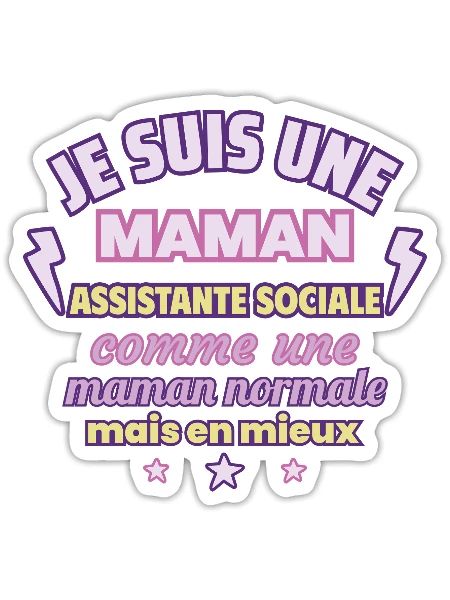 Maman assistante sociale, cadeau fête des mères - Sticker taille S (10 x 10 cm) - blanc mat - Devant