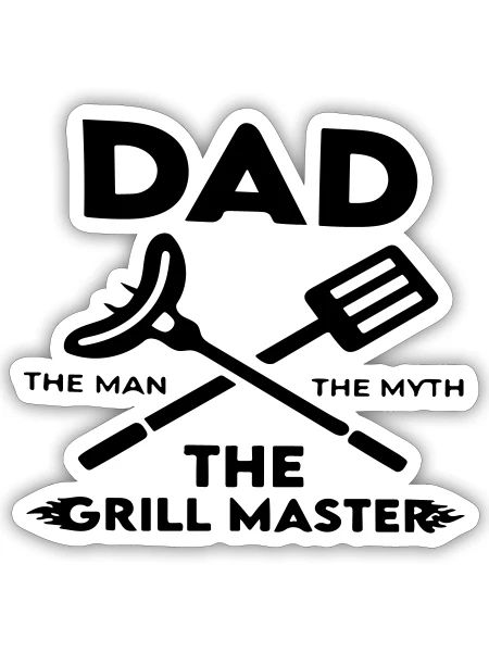 Papa, der Mann, der Mythos, der Grillmeister - Sticker Größe S (10 x 10 cm) - Mattweiß - Vorne